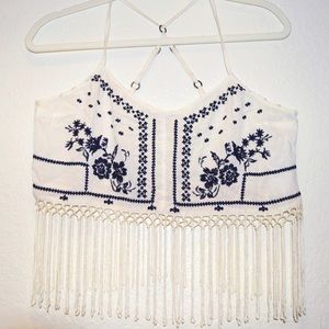 Hollister Floral Tassel Crop Top
